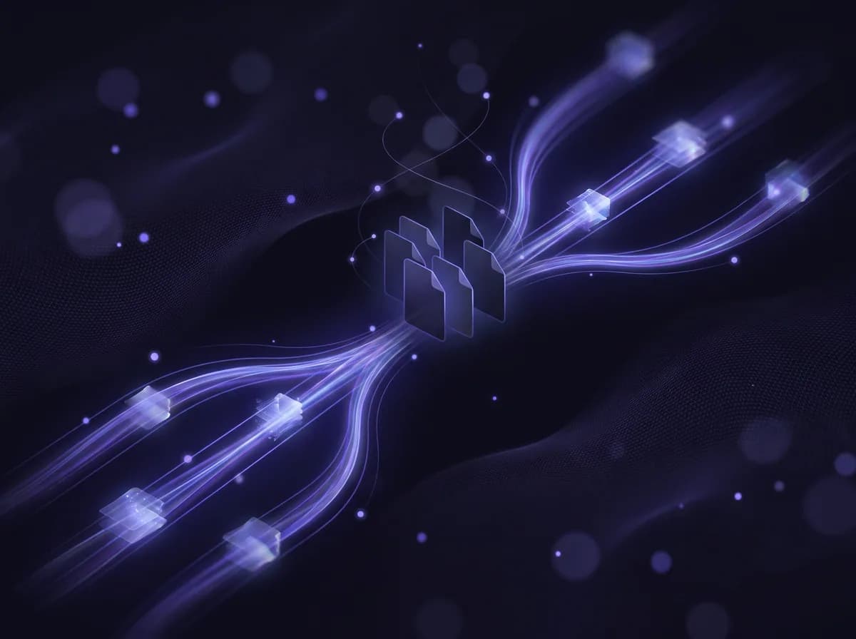 Illustration of the Bulk Downloader: a queue of links being downloaded together in one batch.